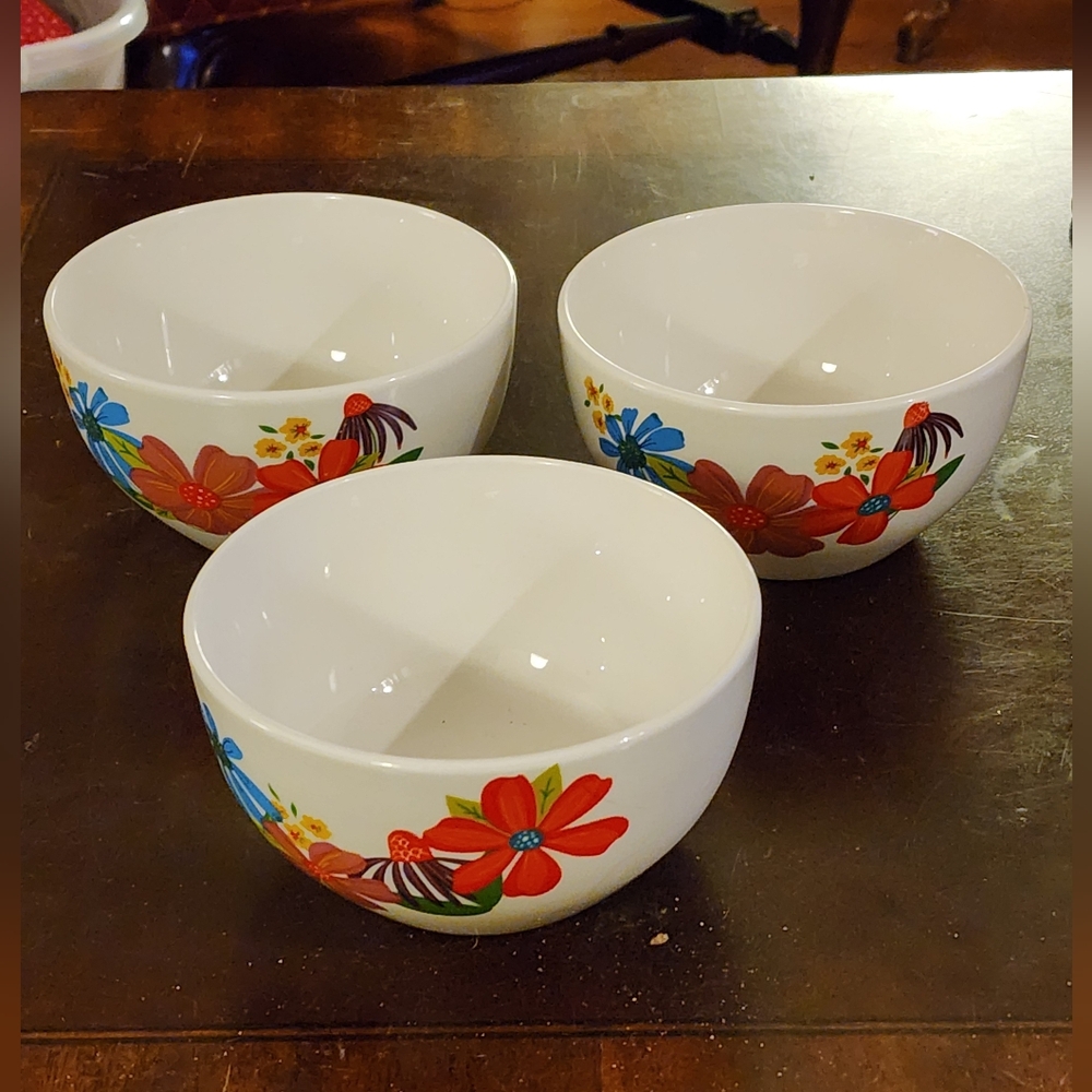 Royal Norfolk Floral Soup Bowls - Red, Blue, Yellow